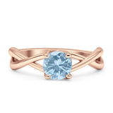 Solitaire Round Split Shank Ring Cubic Zirconia 925 Sterling Silver