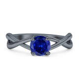 Solitaire Round Split Shank Ring Cubic Zirconia 925 Sterling Silver