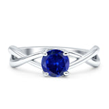 Solitaire Round Split Shank Ring Cubic Zirconia 925 Sterling Silver