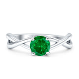 Solitaire Round Split Shank Ring Cubic Zirconia 925 Sterling Silver