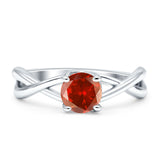 Solitaire Round Split Shank Ring Cubic Zirconia 925 Sterling Silver