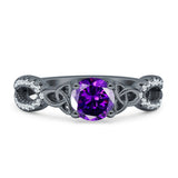 Round Cetlic Trinity Vintage Style Cubic Zirconia Ring 925 Sterling Silver