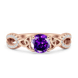 Round Cetlic Trinity Vintage Style Cubic Zirconia Ring 925 Sterling Silver