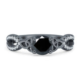 Round Cetlic Trinity Vintage Style Cubic Zirconia Ring 925 Sterling Silver