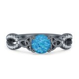 Round Cetlic Trinity Vintage Style Cubic Zirconia Ring 925 Sterling Silver