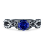 Round Cetlic Trinity Vintage Style Cubic Zirconia Ring 925 Sterling Silver