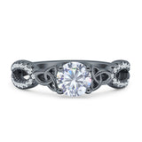 Round Cetlic Trinity Vintage Style Cubic Zirconia Ring 925 Sterling Silver