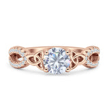 Round Cetlic Trinity Vintage Style Cubic Zirconia Ring 925 Sterling Silver