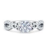 Round Cetlic Trinity Vintage Style Cubic Zirconia Ring 925 Sterling Silver