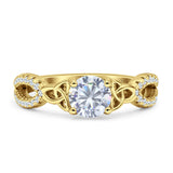 Round Cetlic Trinity Vintage Style Cubic Zirconia Ring 925 Sterling Silver