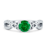 Round Cetlic Trinity Vintage Style Cubic Zirconia Ring 925 Sterling Silver
