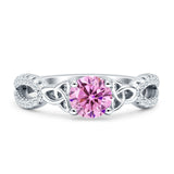 Round Cetlic Trinity Vintage Style Cubic Zirconia Ring 925 Sterling Silver