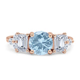 Vintage Style Round Three Stone Ring Cubic Zirconia 925 Sterling Silver