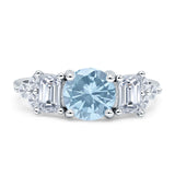 Vintage Style Round Three Stone Ring Cubic Zirconia 925 Sterling Silver