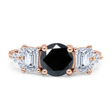Vintage Style Round Three Stone Ring Cubic Zirconia 925 Sterling Silver