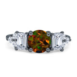 Vintage Style Round Three Stone Ring Cubic Zirconia 925 Sterling Silver
