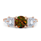 Vintage Style Round Three Stone Ring Cubic Zirconia 925 Sterling Silver