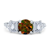 Vintage Style Round Three Stone Ring Cubic Zirconia 925 Sterling Silver