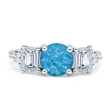 Vintage Style Round Three Stone Ring Cubic Zirconia 925 Sterling Silver