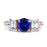 Vintage Style Round Three Stone Ring Cubic Zirconia 925 Sterling Silver