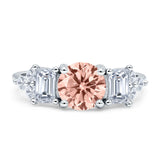 Vintage Style Round Three Stone Ring Cubic Zirconia 925 Sterling Silver