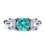 Vintage Style Round Three Stone Ring Cubic Zirconia 925 Sterling Silver