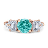 Vintage Style Round Three Stone Ring Cubic Zirconia 925 Sterling Silver