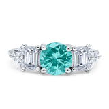 Vintage Style Round Three Stone Ring Cubic Zirconia 925 Sterling Silver