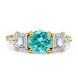 Vintage Style Round Three Stone Ring Cubic Zirconia 925 Sterling Silver