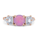Vintage Style Round Three Stone Ring Cubic Zirconia 925 Sterling Silver