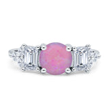Vintage Style Round Three Stone Ring Cubic Zirconia 925 Sterling Silver