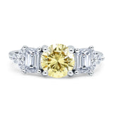 Vintage Style Round Three Stone Ring Cubic Zirconia 925 Sterling Silver