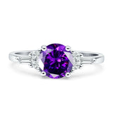 Round Vintage Style Ring Baguette Cubic Zirconia 925 Sterling Silver