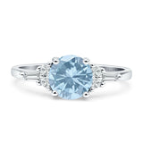 Round Vintage Style Ring Baguette Cubic Zirconia 925 Sterling Silver