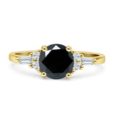 Round Vintage Style Ring Baguette Cubic Zirconia 925 Sterling Silver