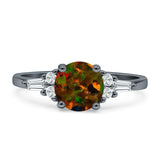 Round Vintage Style Ring Baguette Cubic Zirconia 925 Sterling Silver