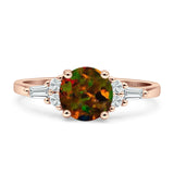 Round Vintage Style Ring Baguette Cubic Zirconia 925 Sterling Silver