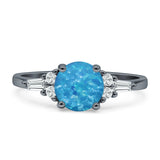 Round Vintage Style Ring Baguette Cubic Zirconia 925 Sterling Silver