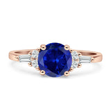Round Vintage Style Ring Baguette Cubic Zirconia 925 Sterling Silver