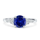 Round Vintage Style Ring Baguette Cubic Zirconia 925 Sterling Silver