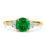 Round Vintage Style Ring Baguette Cubic Zirconia 925 Sterling Silver