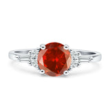 Round Vintage Style Ring Baguette Cubic Zirconia 925 Sterling Silver