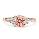 Round Vintage Style Ring Baguette Cubic Zirconia 925 Sterling Silver