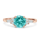 Round Vintage Style Ring Baguette Cubic Zirconia 925 Sterling Silver