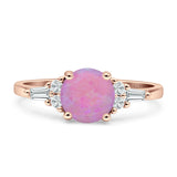 Round Vintage Style Ring Baguette Cubic Zirconia 925 Sterling Silver
