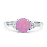 Round Vintage Style Ring Baguette Cubic Zirconia 925 Sterling Silver