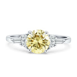 Round Vintage Style Ring Baguette Cubic Zirconia 925 Sterling Silver