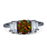 Round Graduating Baguette Cubic Zirconia Ring 925 Sterling Silver