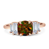 Round Graduating Baguette Cubic Zirconia Ring 925 Sterling Silver