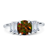 Round Graduating Baguette Cubic Zirconia Ring 925 Sterling Silver